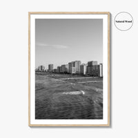 Virginia Beach Skyline Black and White Fine Art Photo Print, Oceanfront USA Wall Decor