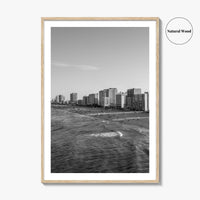 Virginia Beach Skyline Black and White Fine Art Photo Print, Oceanfront USA Wall Decor