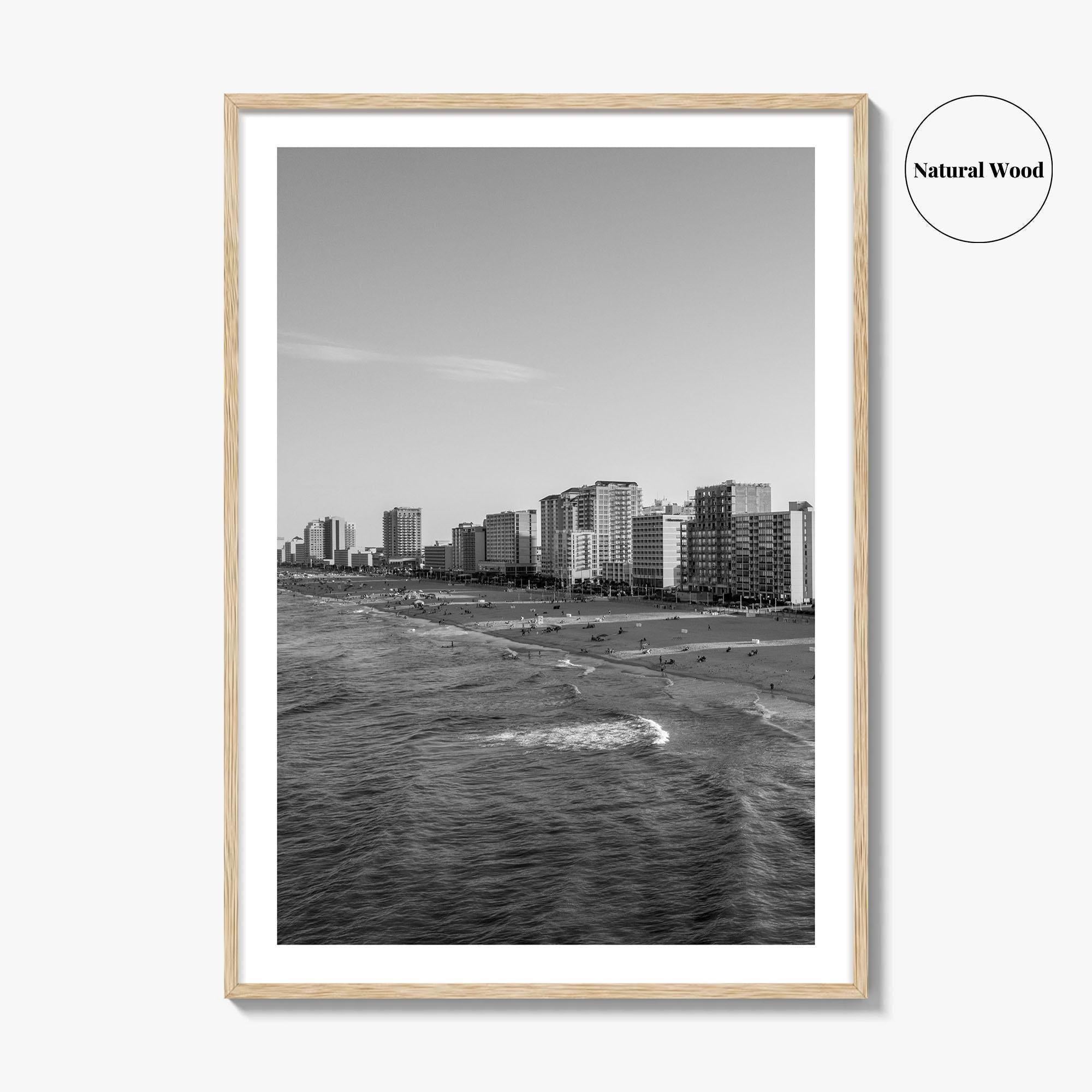 Virginia Beach Skyline Black and White Fine Art Photo Print, Oceanfront USA Wall Decor
