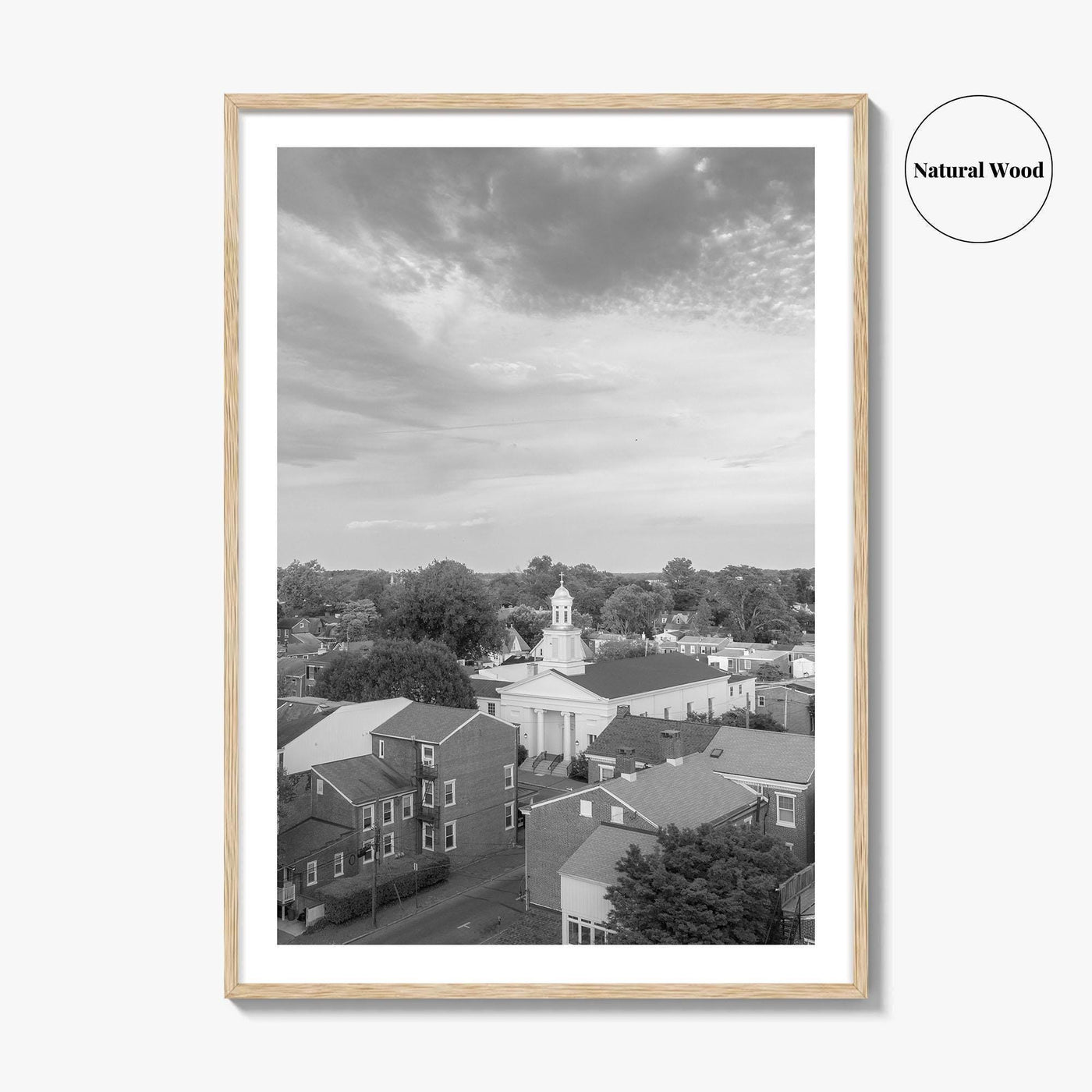 West Chester Black and White Fine Art Photo Print, Aerial Panorama, Wall Poster, USA