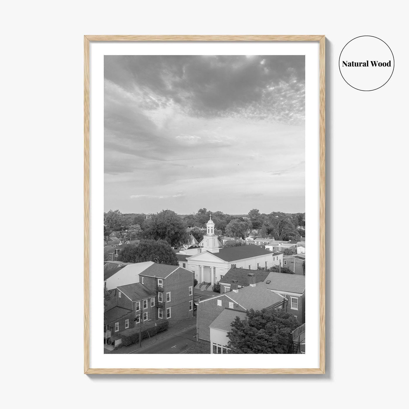 West Chester Black and White Fine Art Photo Print, Aerial Panorama, Wall Poster, USA