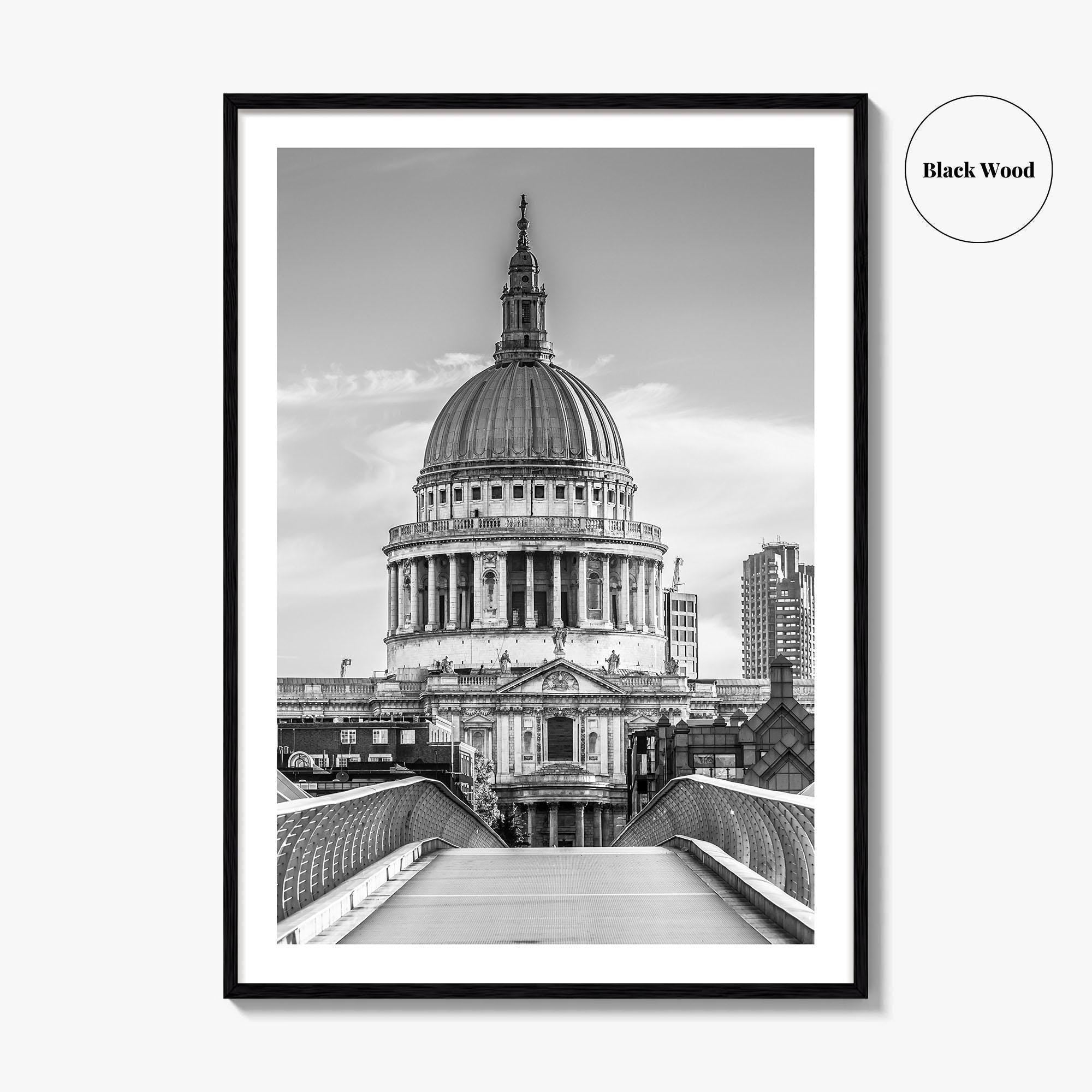 St Paul's Cathedral Black and White Fine Art Photo Print, London Millennium Bridge Poster