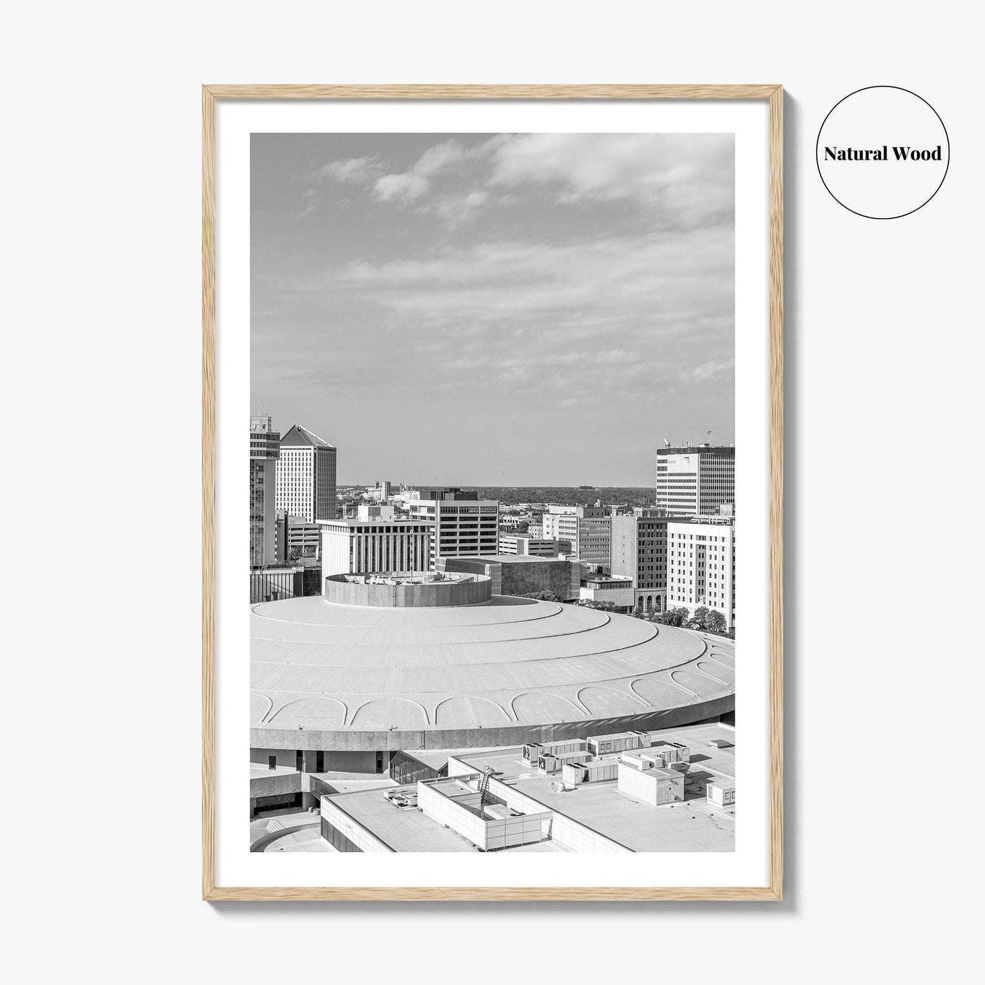 Wichita Skyline Black and White Fine Art Photo Print, Downtown, Kansas USA, Wall Poster