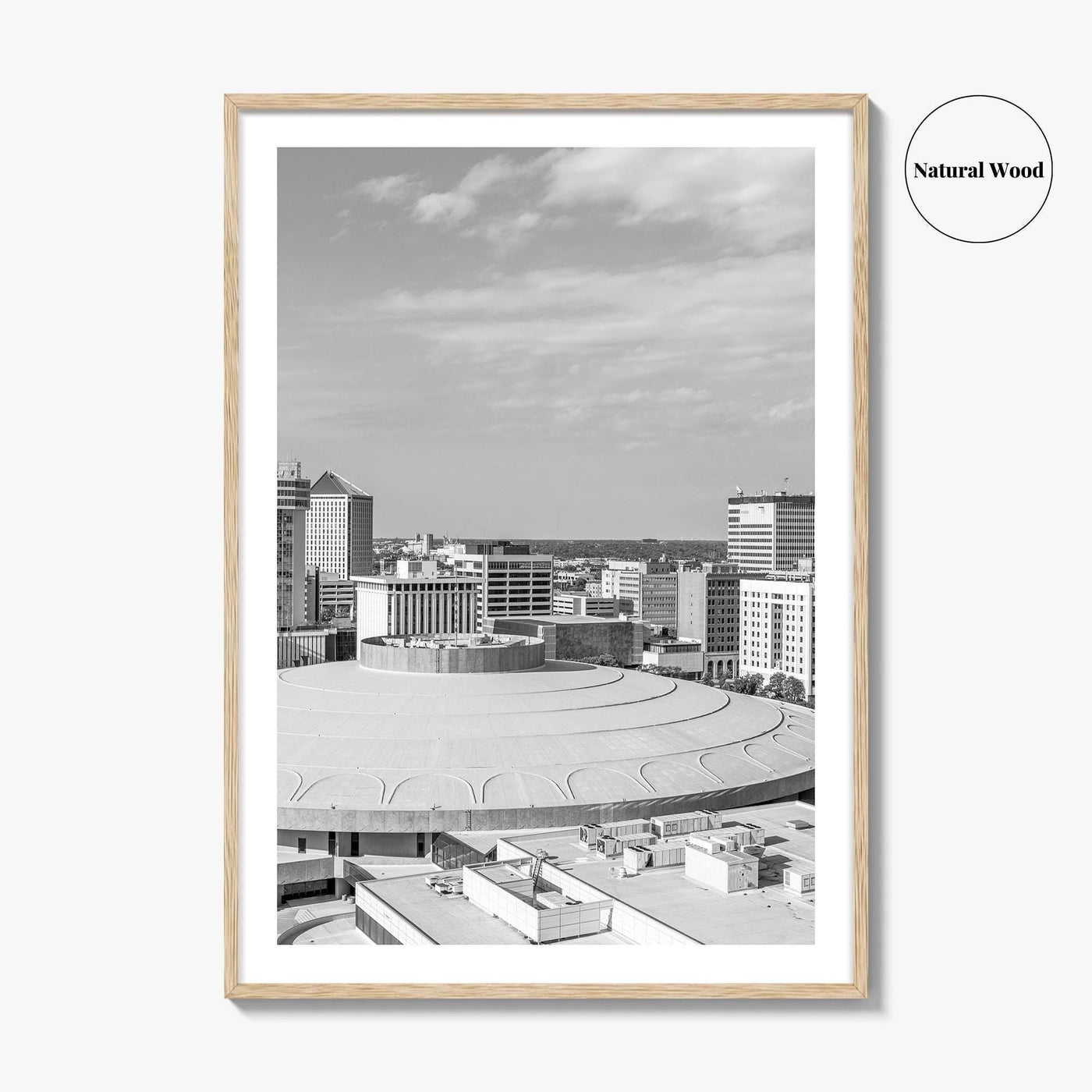 Wichita Skyline Black and White Fine Art Photo Print, Downtown, Kansas USA, Wall Poster