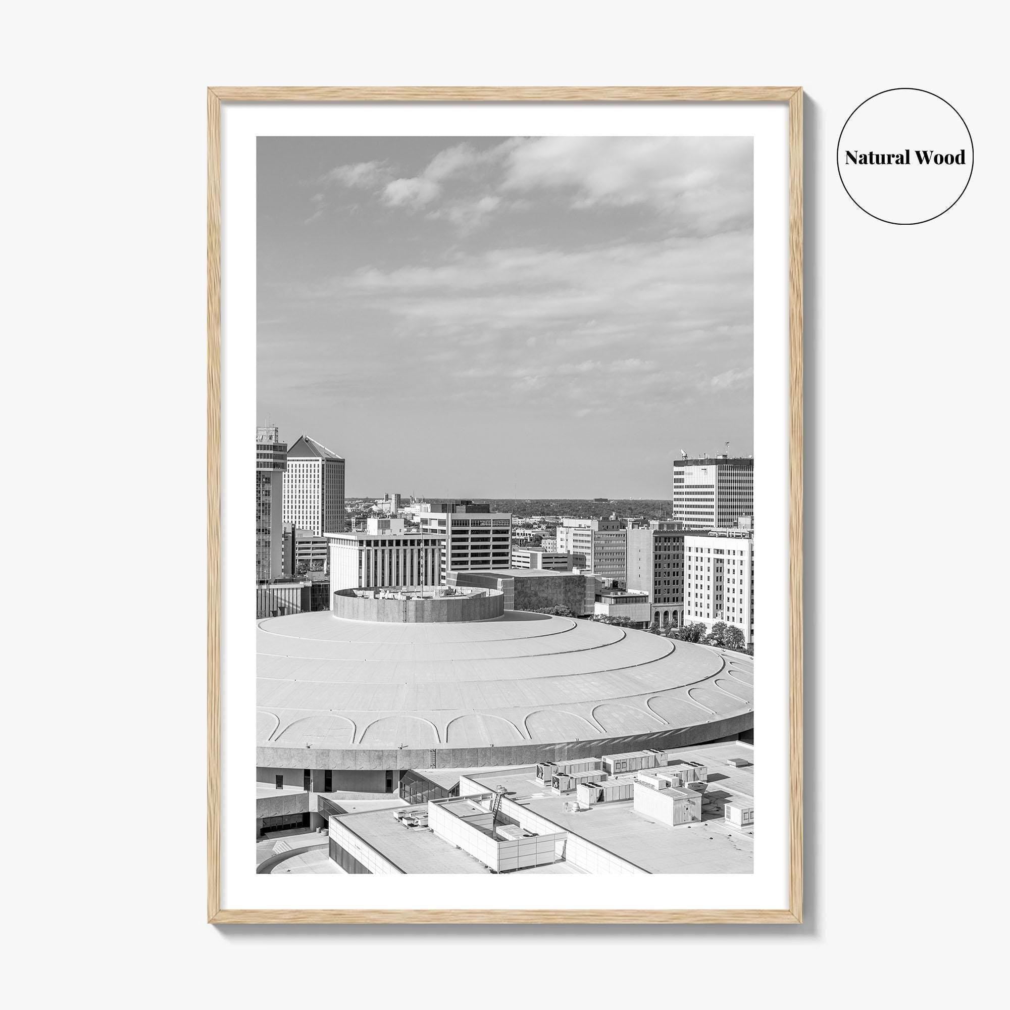 Wichita Skyline Black and White Fine Art Photo Print, Downtown, Kansas USA, Wall Poster