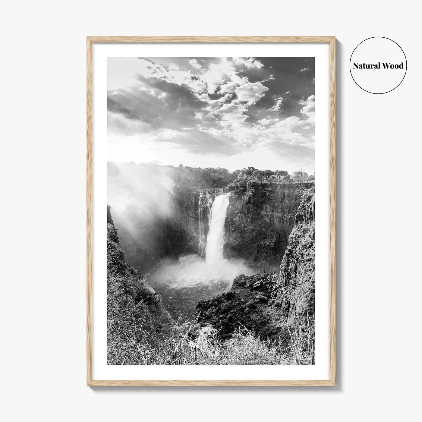 Victoria Falls Black and White Fine Art Photo Print, Zambezi River Zimbabwe Zambia Poster