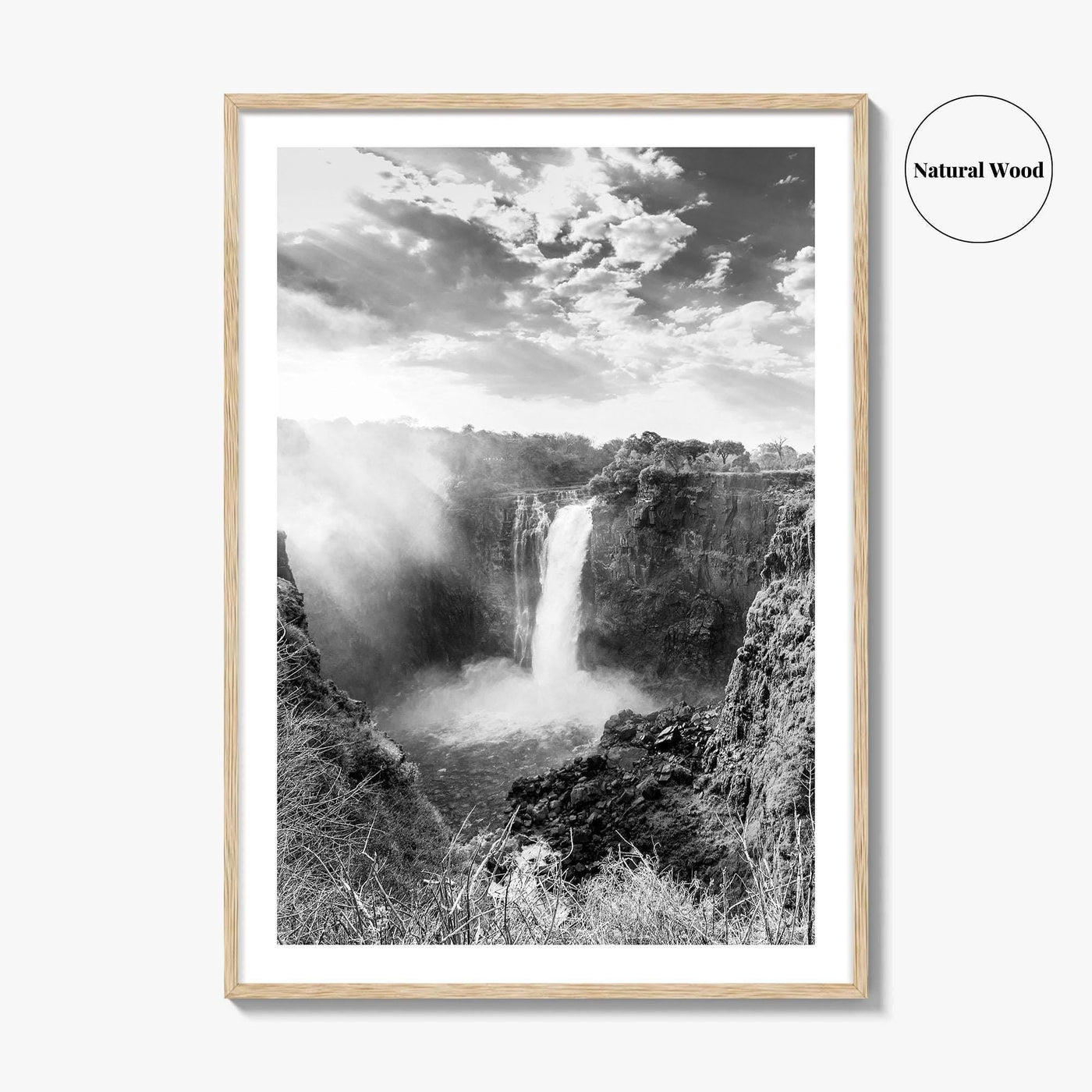 Victoria Falls Black and White Fine Art Photo Print, Zambezi River Zimbabwe Zambia Poster