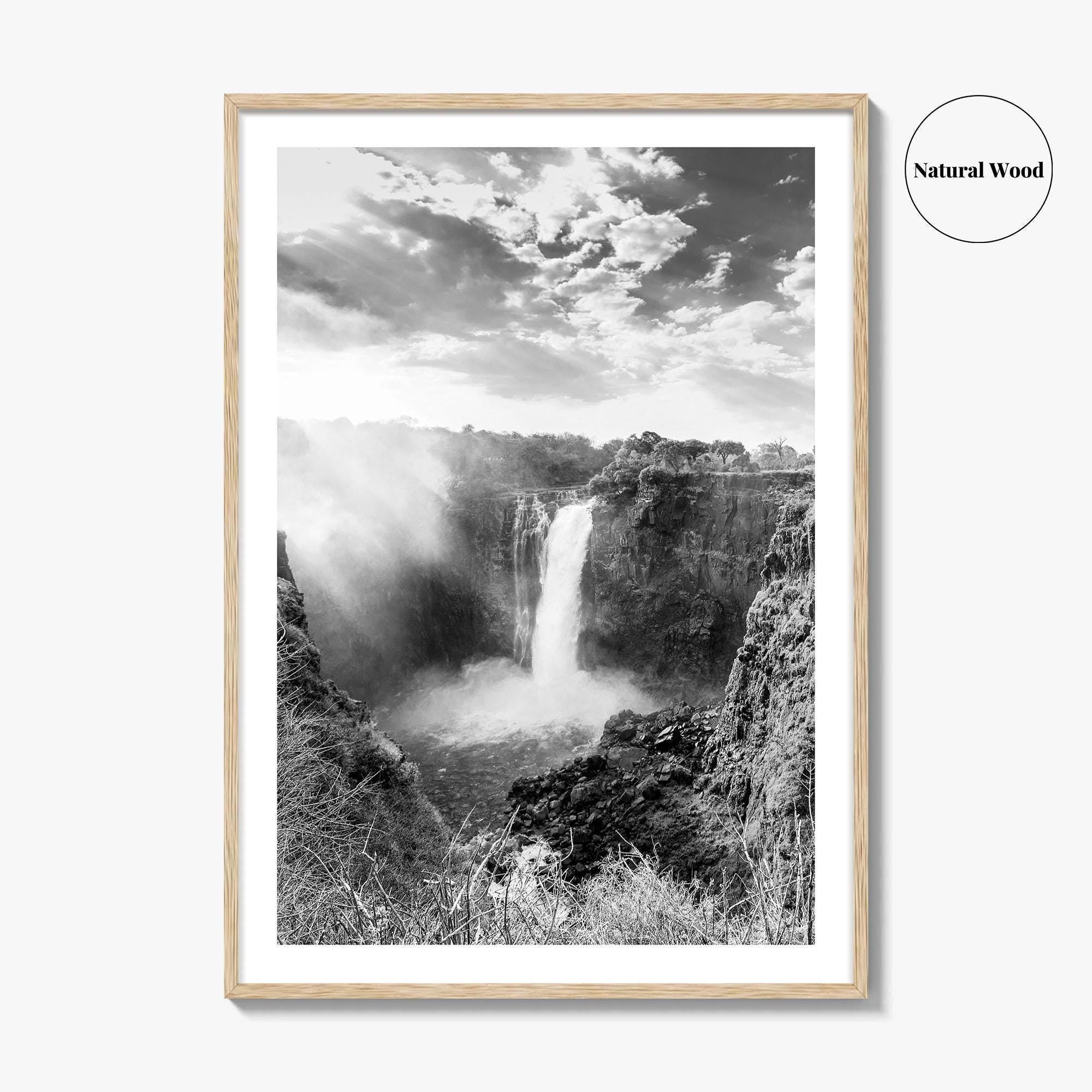 Victoria Falls Black and White Fine Art Photo Print, Zambezi River Zimbabwe Zambia Poster