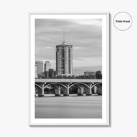 Tulsa Skyline Black and White Fine Art Photo Print, Oklahoma, USA Wall Decor Poster