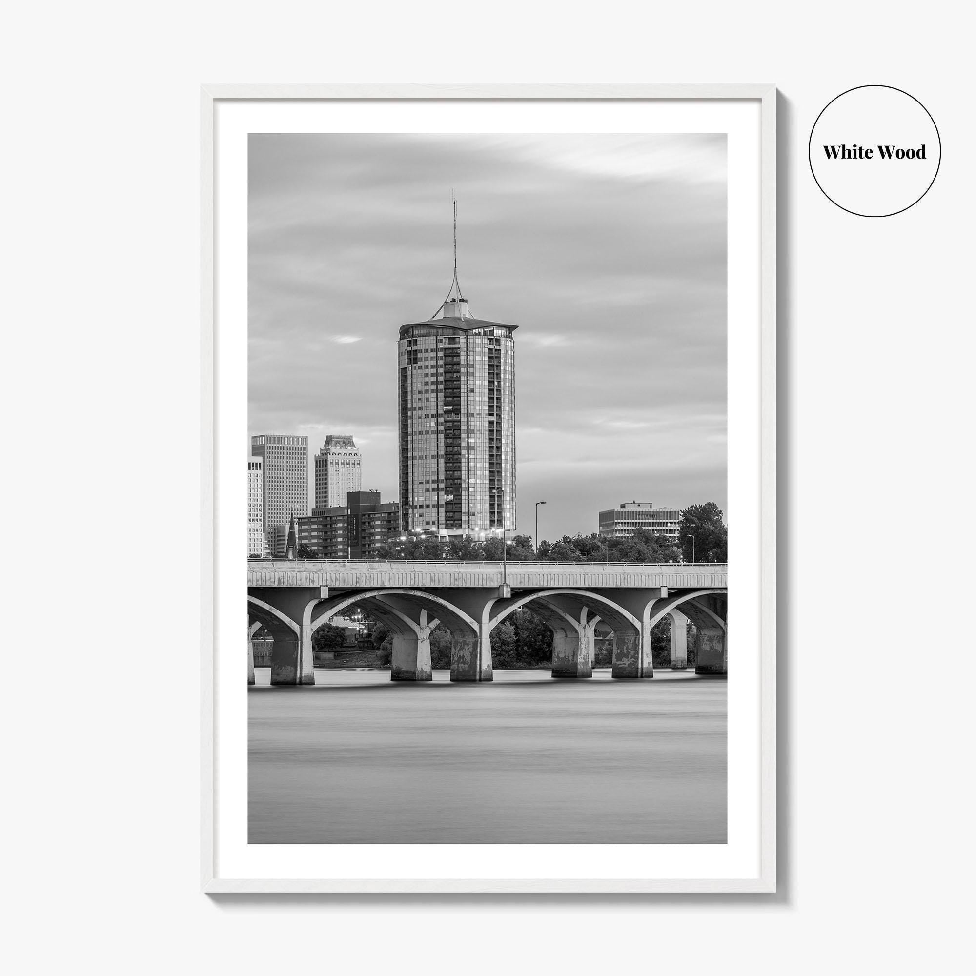Tulsa Skyline Black and White Fine Art Photo Print, Oklahoma, USA Wall Decor Poster