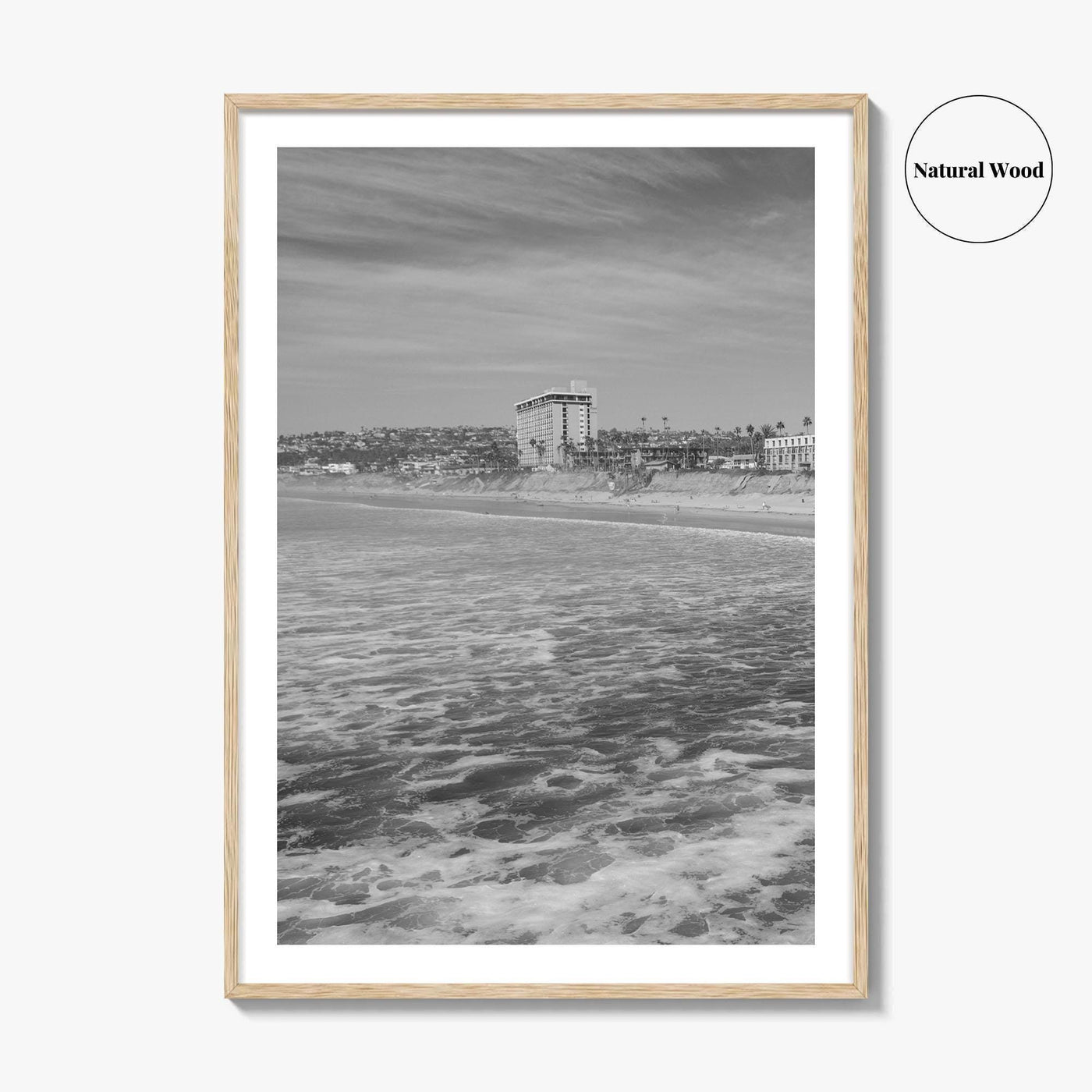 Pacific Beach Black and White Fine Art Photo Print, San Diego Pier California Poster