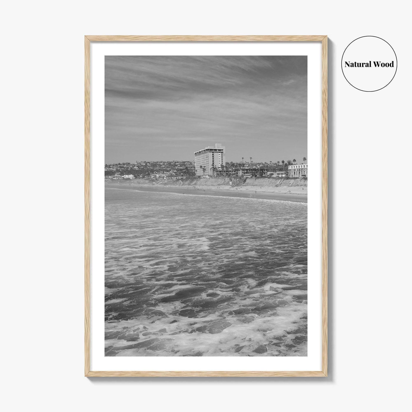 Pacific Beach Black and White Fine Art Photo Print, San Diego Pier California Poster