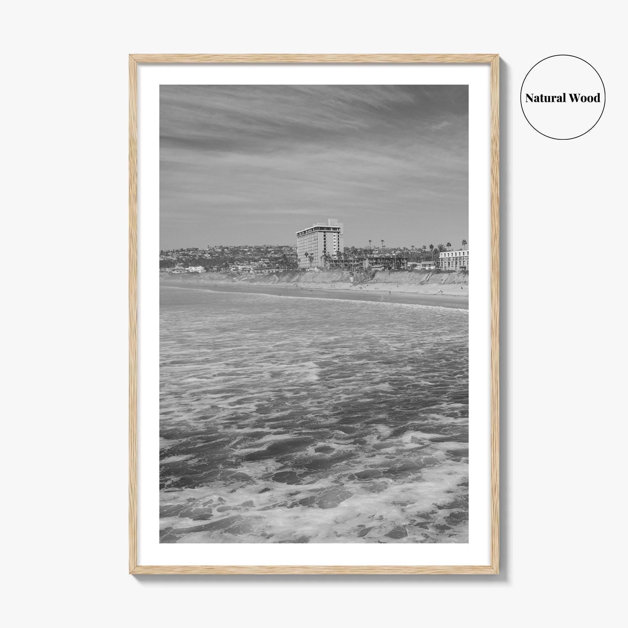 Pacific Beach Black and White Fine Art Photo Print, San Diego Pier California Poster