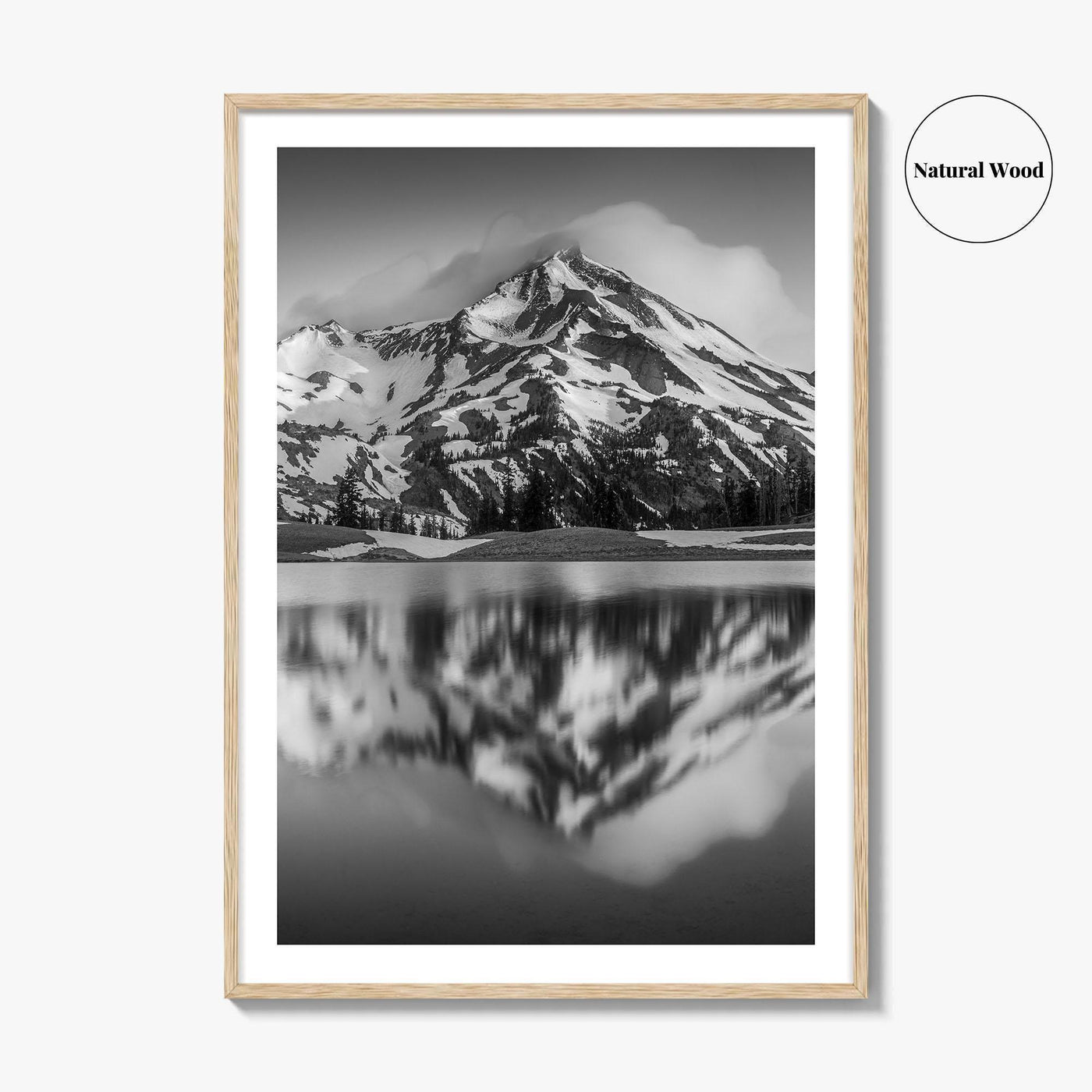 Oregon Black and White Fine Art Photo Print, South Sister Bend Green Lakes Poster