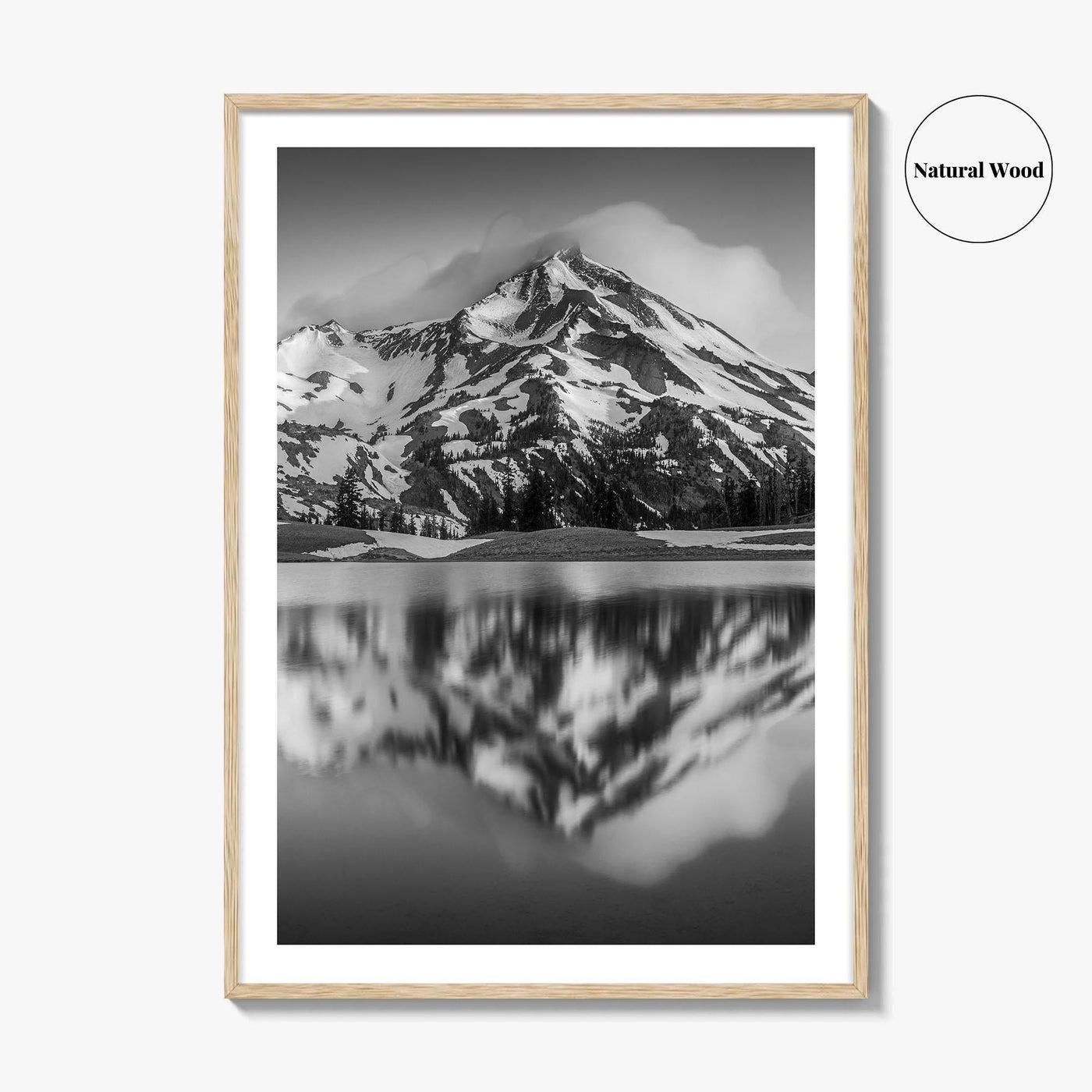 Oregon Black and White Fine Art Photo Print, South Sister Bend Green Lakes Poster