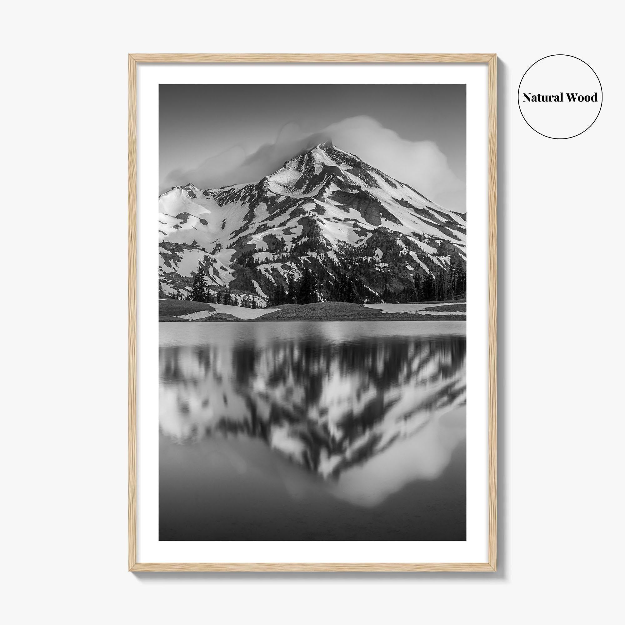 Oregon Black and White Fine Art Photo Print, South Sister Bend Green Lakes Poster
