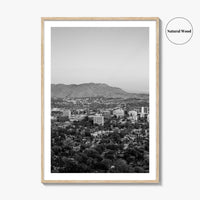 Riverside Skyline Black and White Fine Art Photo Print, Downtown, Mount Rubidoux, California Poster