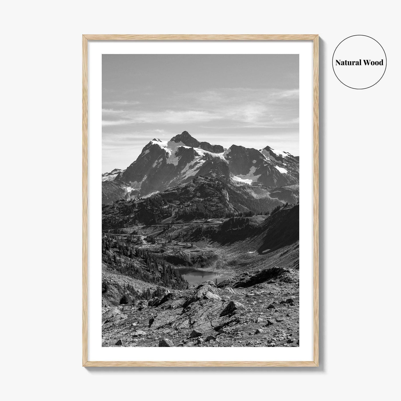 North Cascades Black and White Fine Art Photo Print, Mount Shuksan Washington Poster