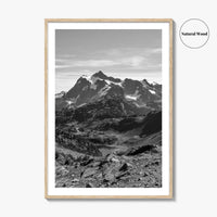 North Cascades Black and White Fine Art Photo Print, Mount Shuksan Washington Poster