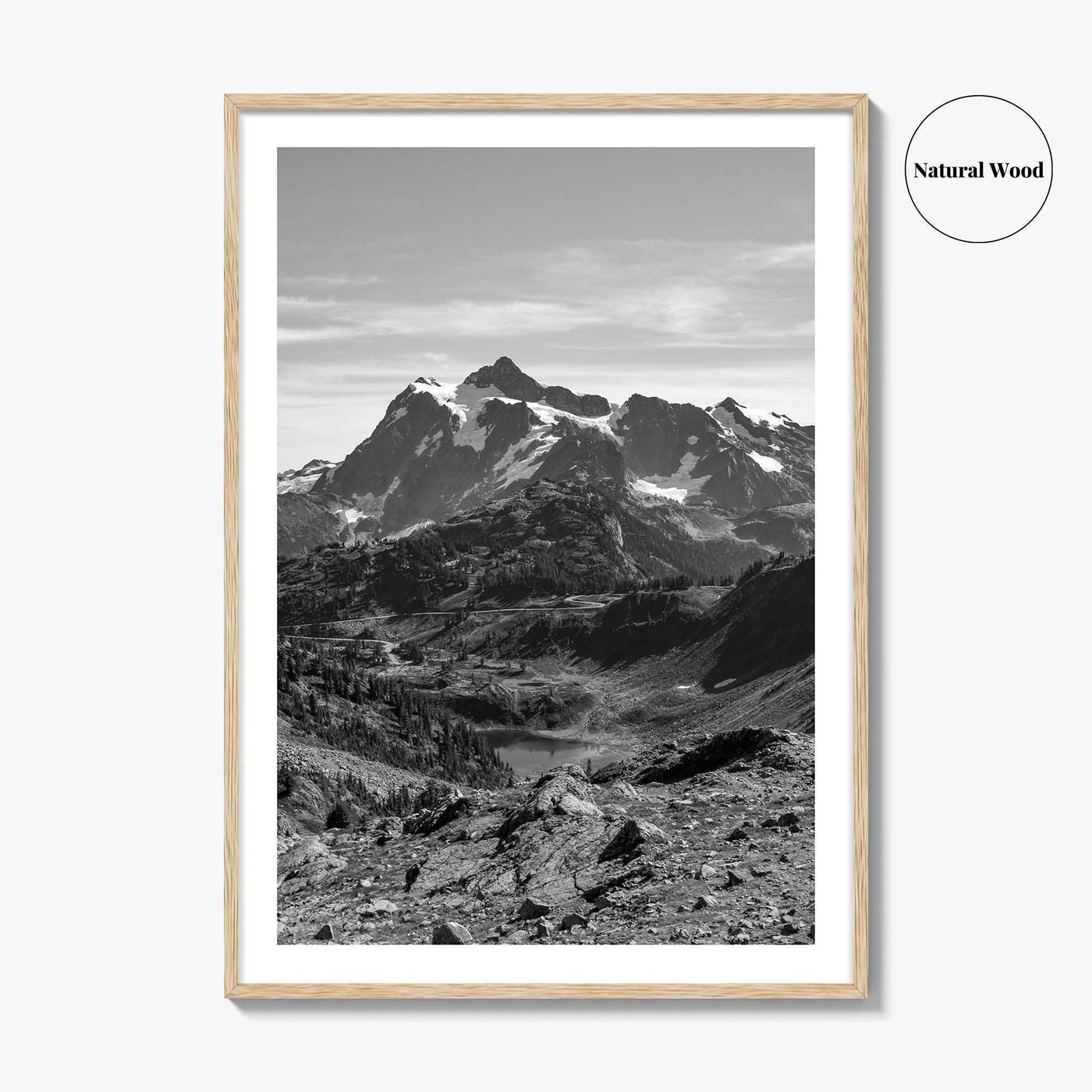 North Cascades Black and White Fine Art Photo Print, Mount Shuksan Washington Poster