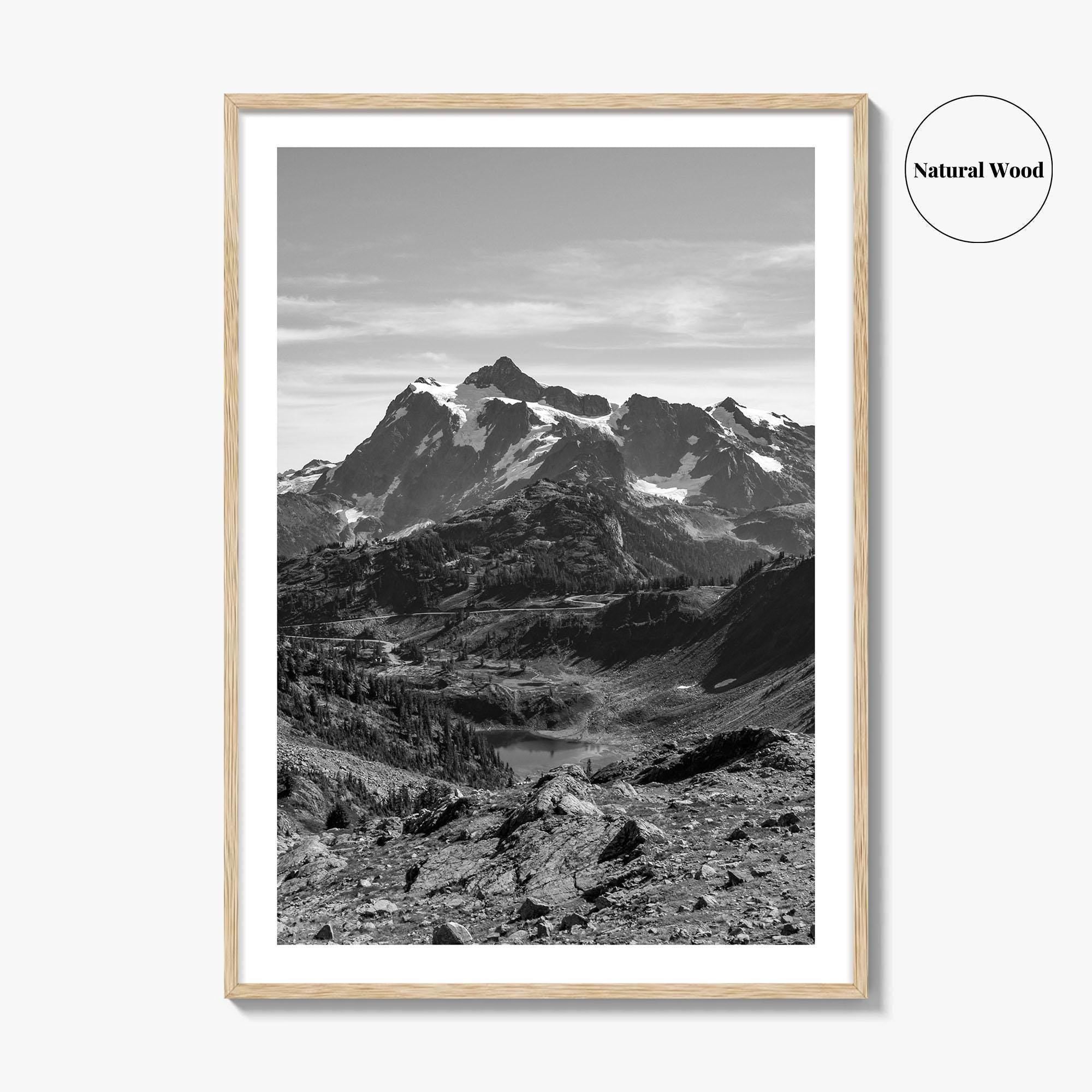 North Cascades Black and White Fine Art Photo Print, Mount Shuksan Washington Poster
