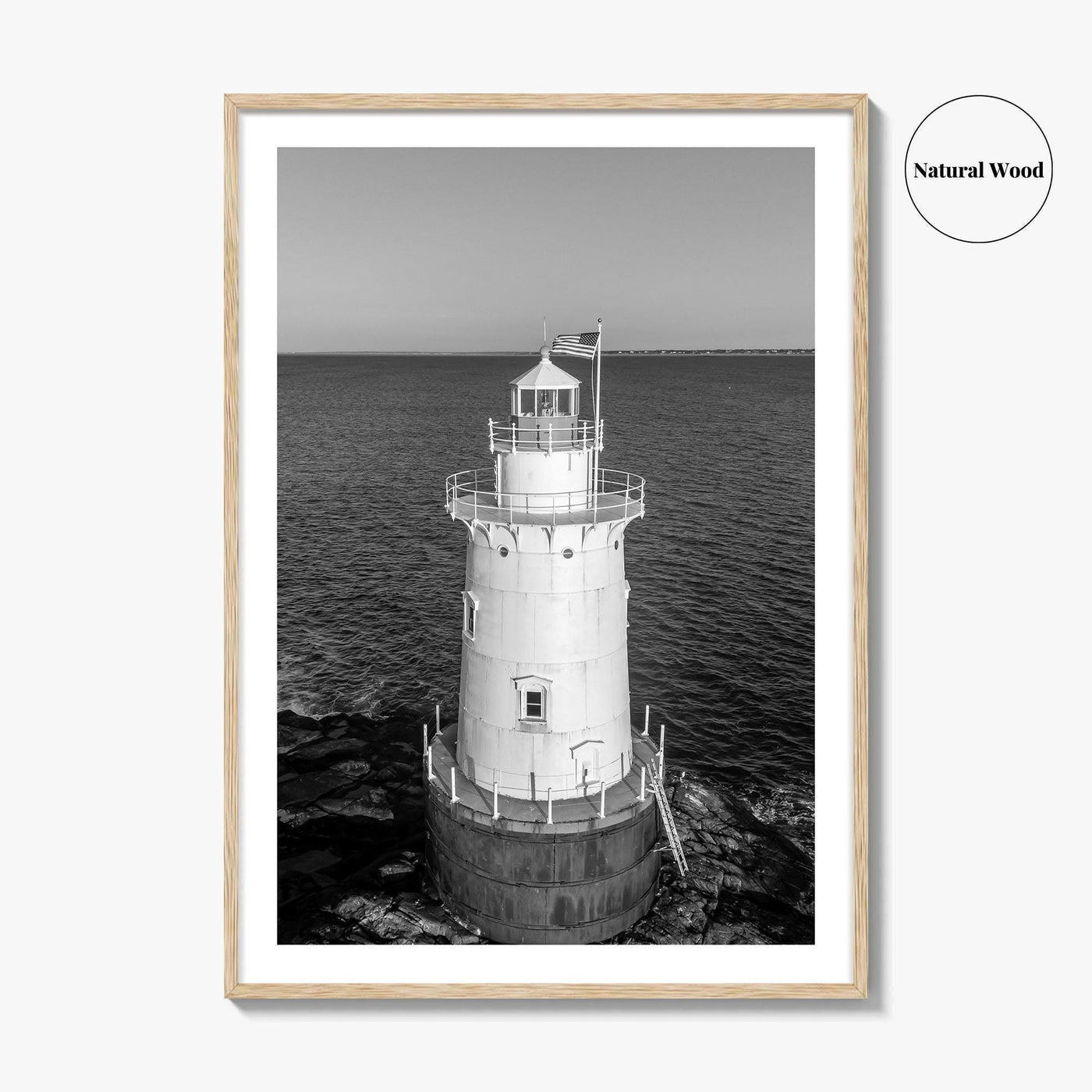 Sakonnet Point Black and White Fine Art Photo Print, Rhode Island Lighthouse Poster