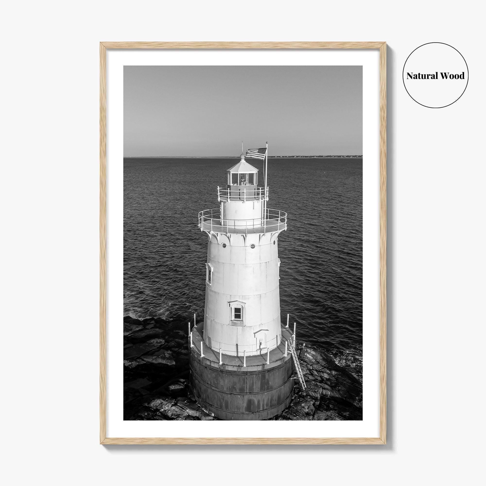 Sakonnet Point Black and White Fine Art Photo Print, Rhode Island Lighthouse Poster