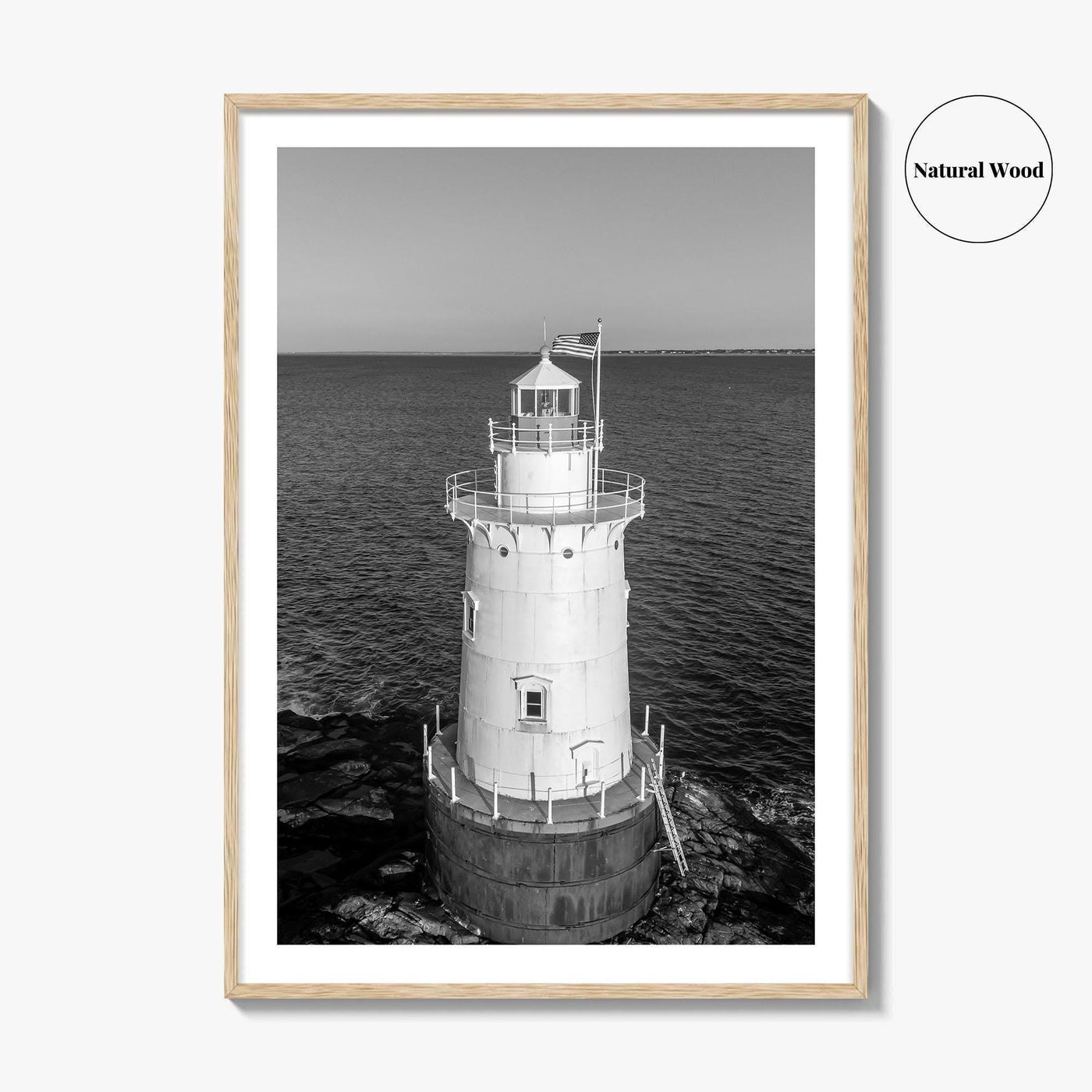 Sakonnet Point Black and White Fine Art Photo Print, Rhode Island Lighthouse Poster