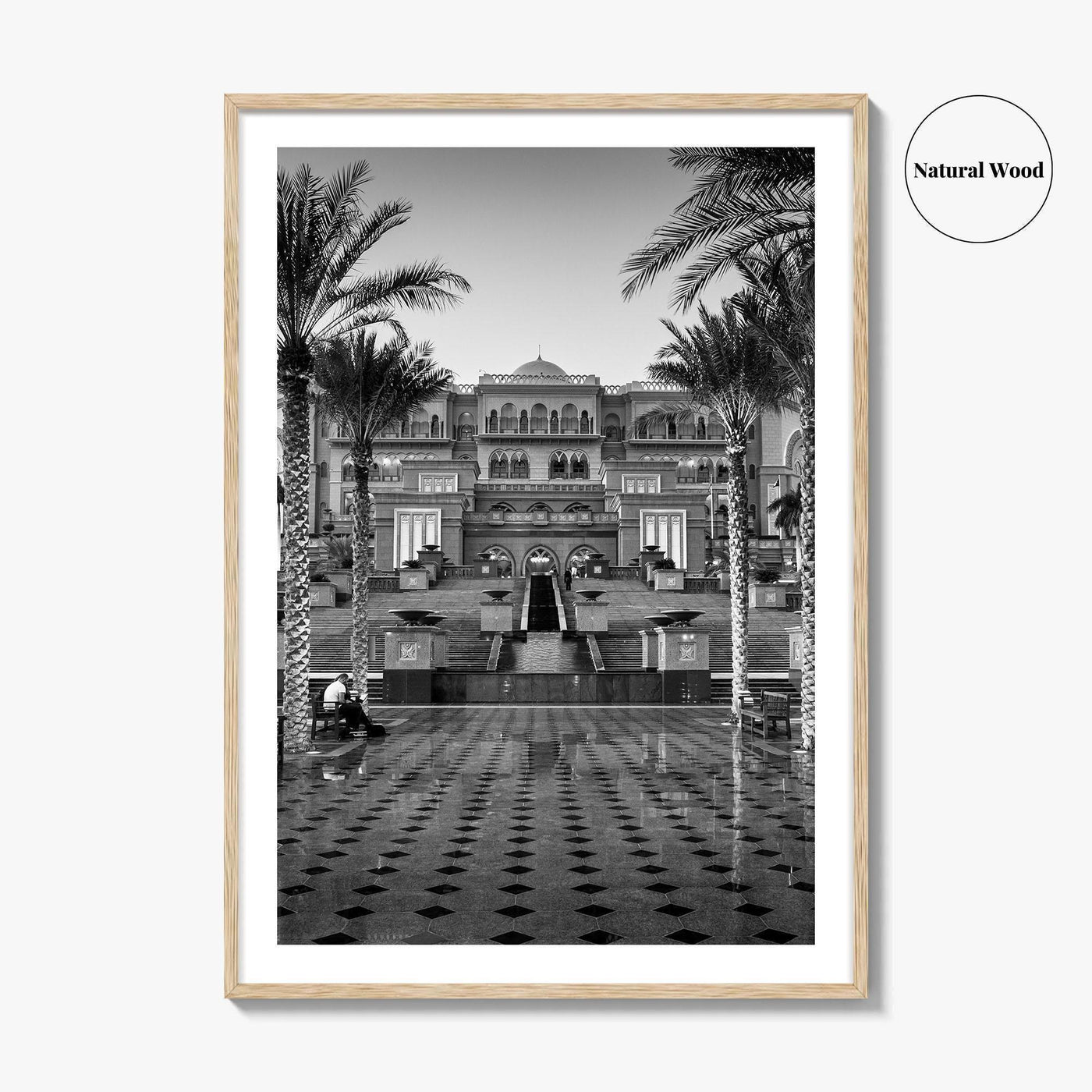 Abu Dhabi Black and White Fine Art Photo Print, Emirates Palace, UAE Poster