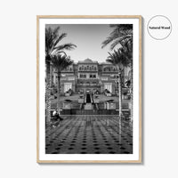 Abu Dhabi Black and White Fine Art Photo Print, Emirates Palace, UAE Poster
