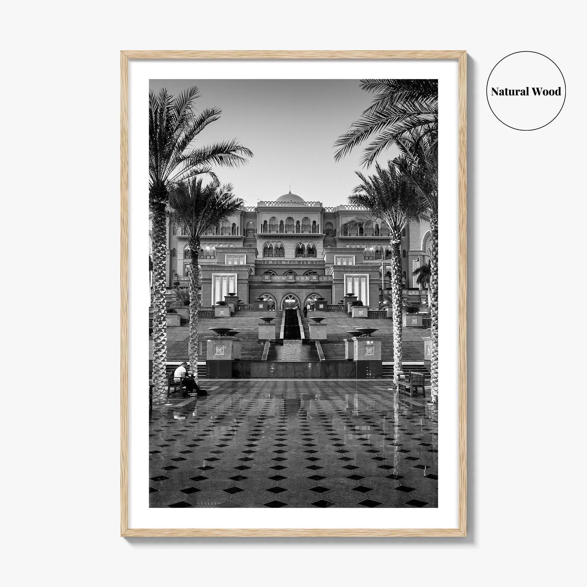 Abu Dhabi Black and White Fine Art Photo Print, Emirates Palace, UAE Poster