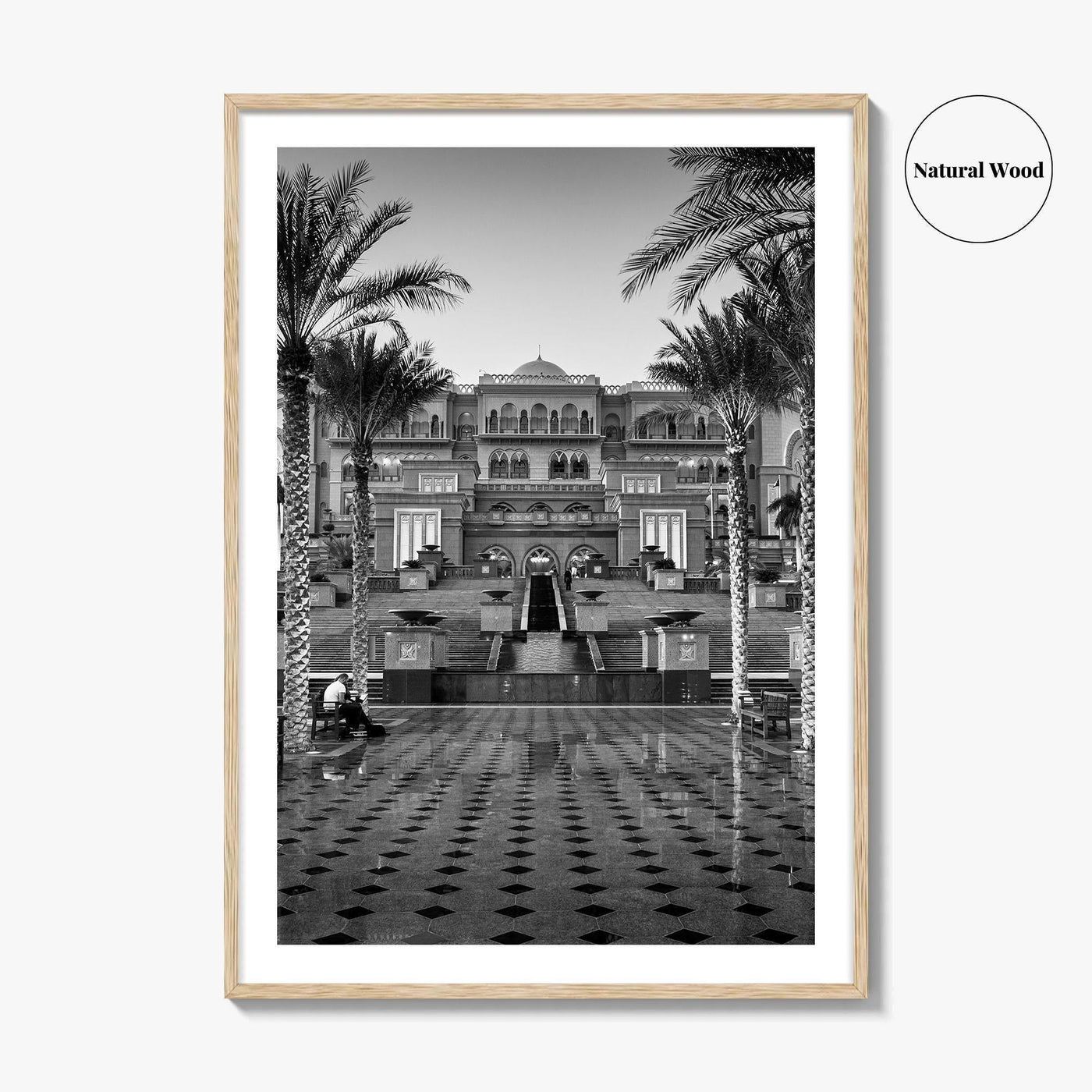 Abu Dhabi Black and White Fine Art Photo Print, Emirates Palace, UAE Poster