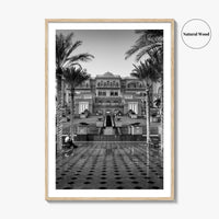 Abu Dhabi Black and White Fine Art Photo Print, Emirates Palace, UAE Poster