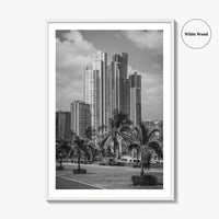 Panama City Skyline Black and White Fine Art Photo Print, Panama Wall Poster
