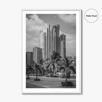 Panama City Skyline Black and White Fine Art Photo Print, Panama Wall Poster