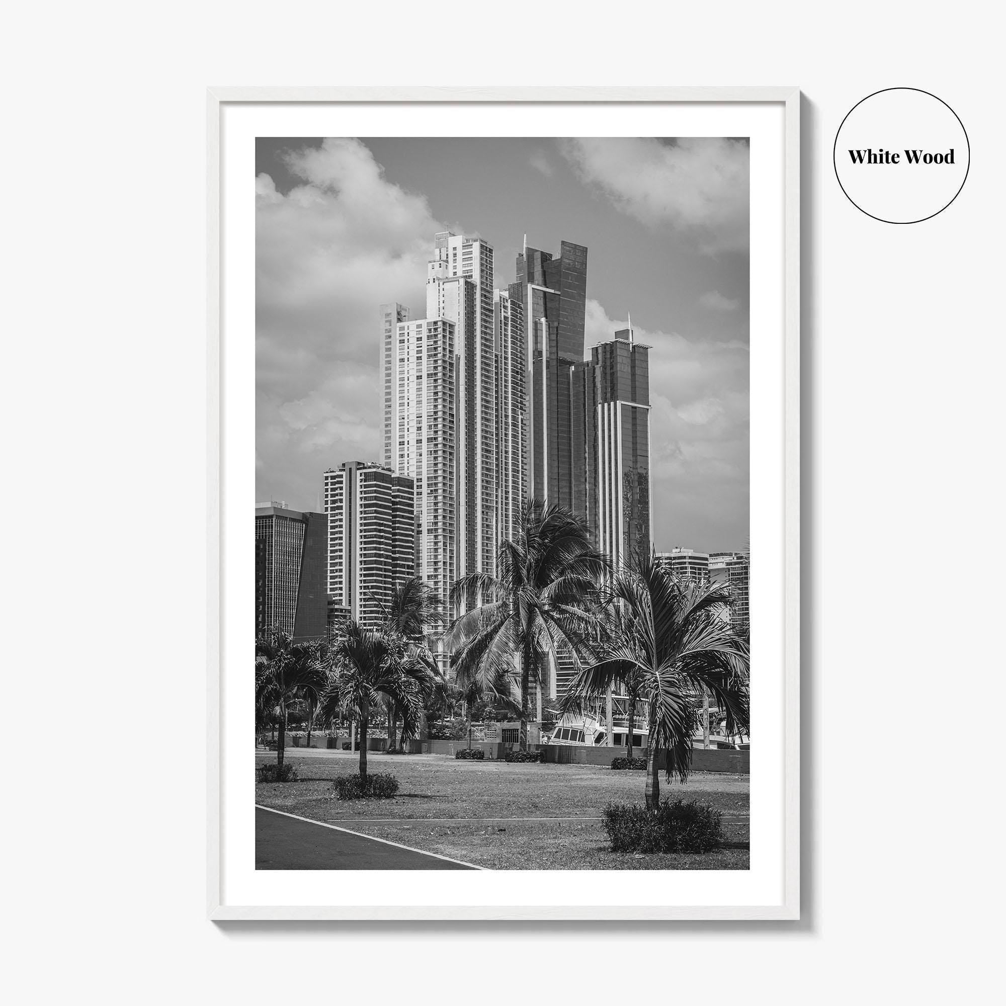 Panama City Skyline Black and White Fine Art Photo Print, Panama Wall Poster
