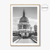 St Paul's Cathedral Black and White Fine Art Photo Print, London Millennium Bridge Poster