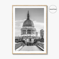 St Paul's Cathedral Black and White Fine Art Photo Print, London Millennium Bridge Poster