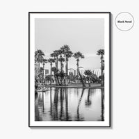 Phoenix Skyline Black and White Fine Art Photo Print, Encanto Park Arizona Poster