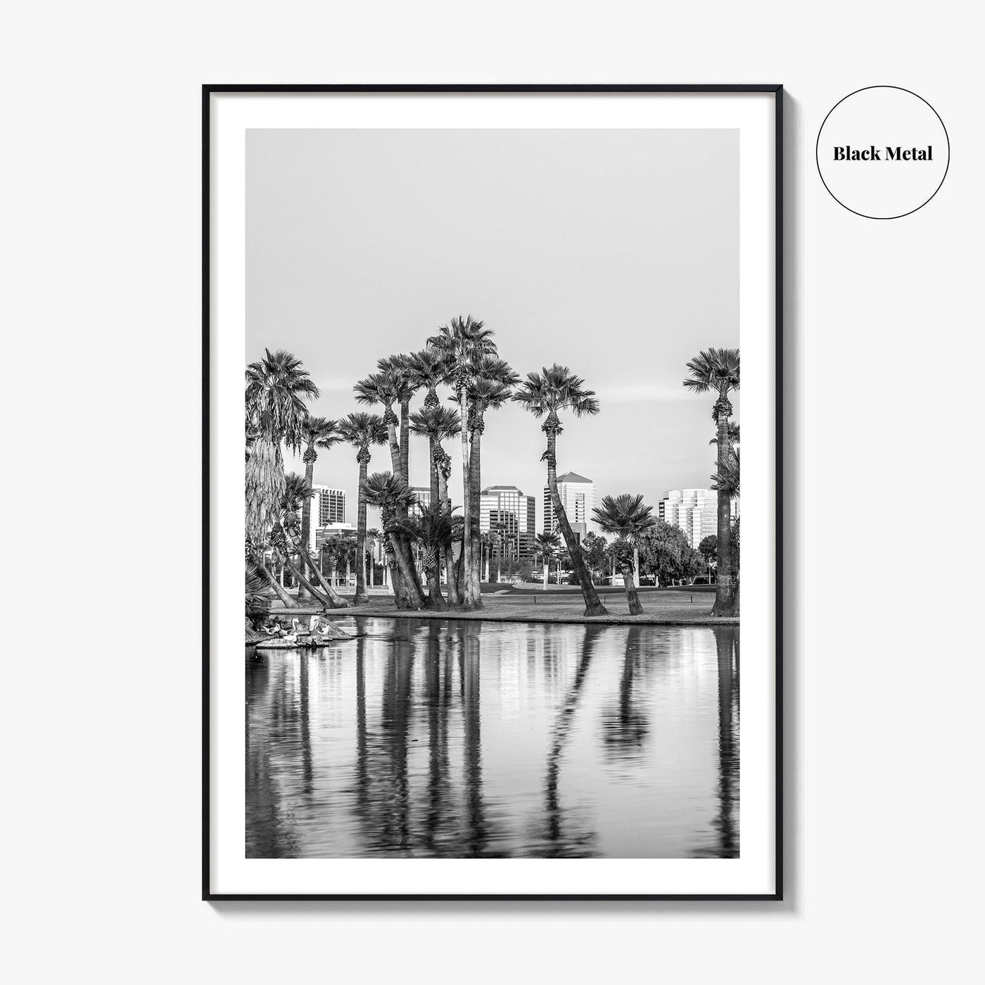 Phoenix Skyline Black and White Fine Art Photo Print, Encanto Park Arizona Poster