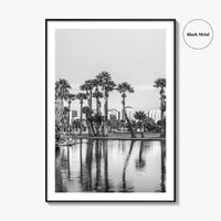 Phoenix Skyline Black and White Fine Art Photo Print, Encanto Park Arizona Poster