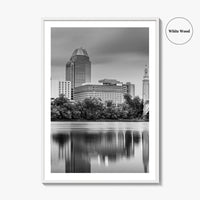 Springfield Massachusetts Skyline Black and White Fine Art Photo Print, Wall Decor Poster, USA