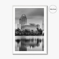 Springfield Massachusetts Skyline Black and White Fine Art Photo Print, Wall Decor Poster, USA