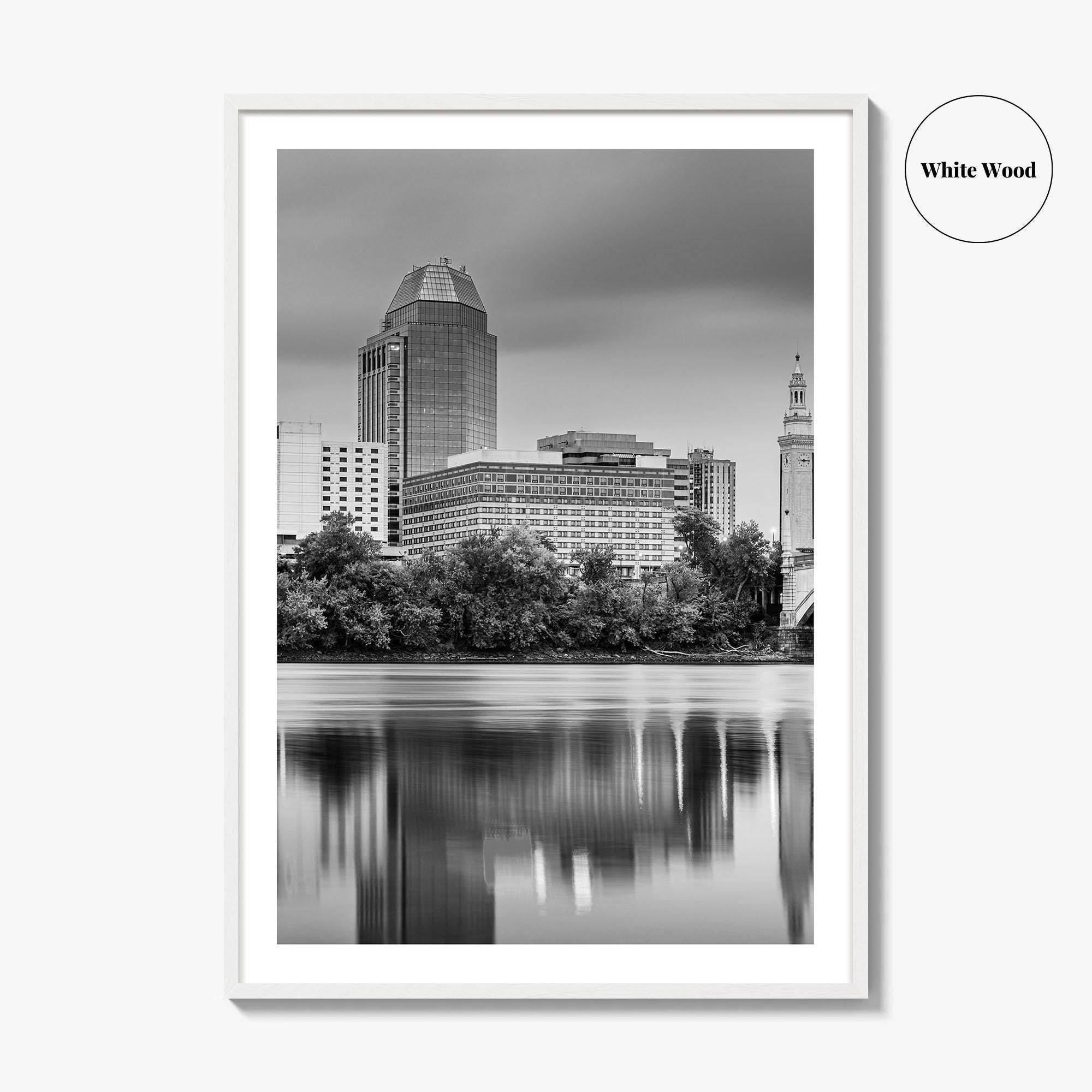 Springfield Massachusetts Skyline Black and White Fine Art Photo Print, Wall Decor Poster, USA