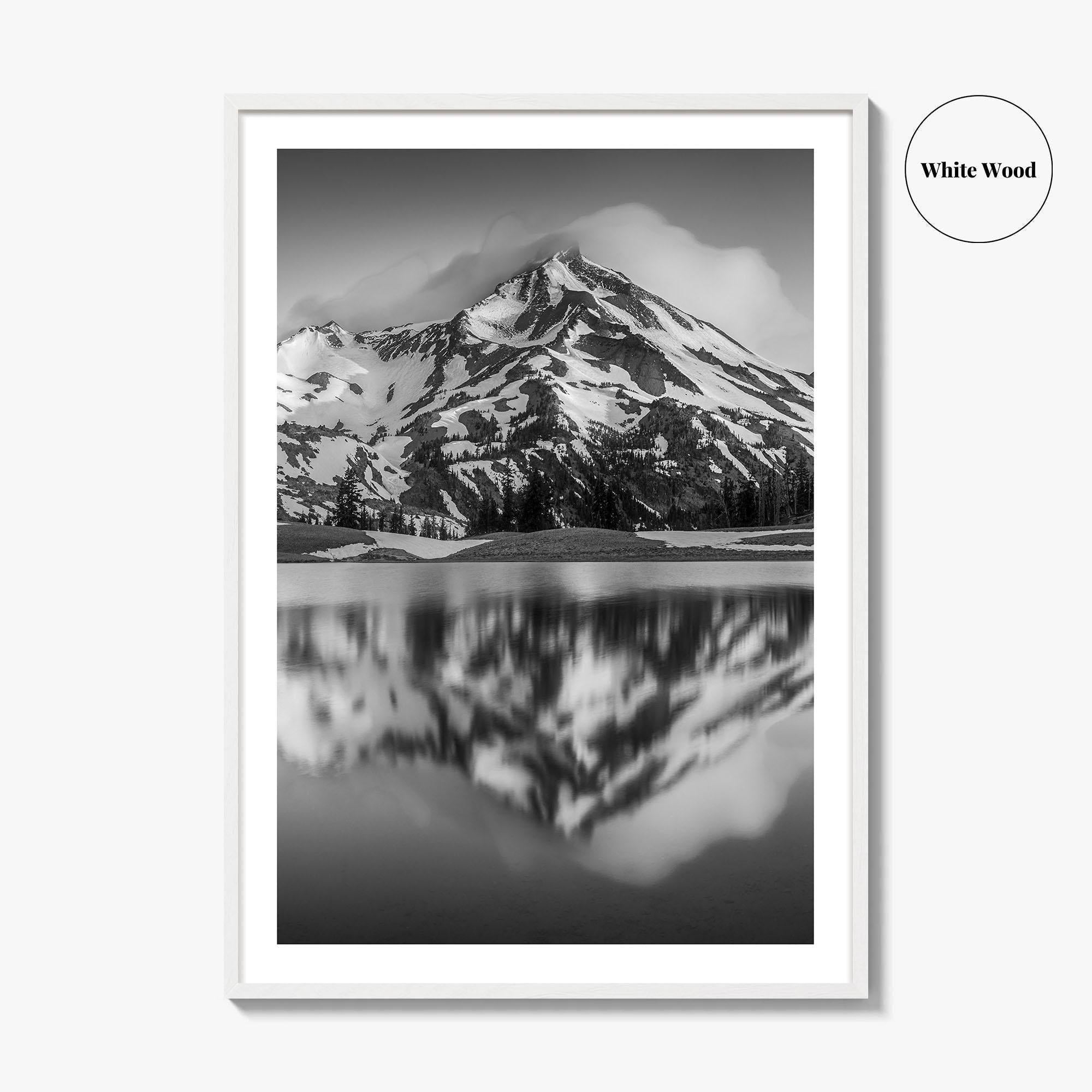 Oregon Black and White Fine Art Photo Print, South Sister Bend Green Lakes Poster