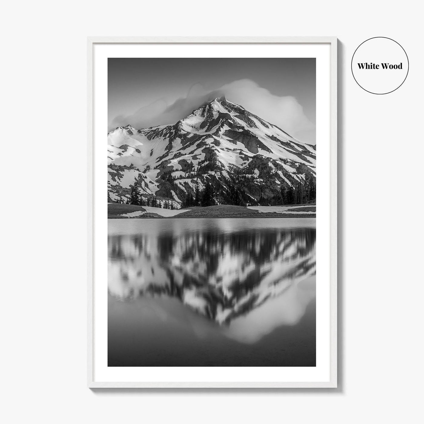 Oregon Black and White Fine Art Photo Print, South Sister Bend Green Lakes Poster