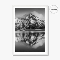Oregon Black and White Fine Art Photo Print, South Sister Bend Green Lakes Poster