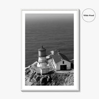 Point Reyes Lighthouse Black and White Fine Art Photo Print, California Coast Poster
