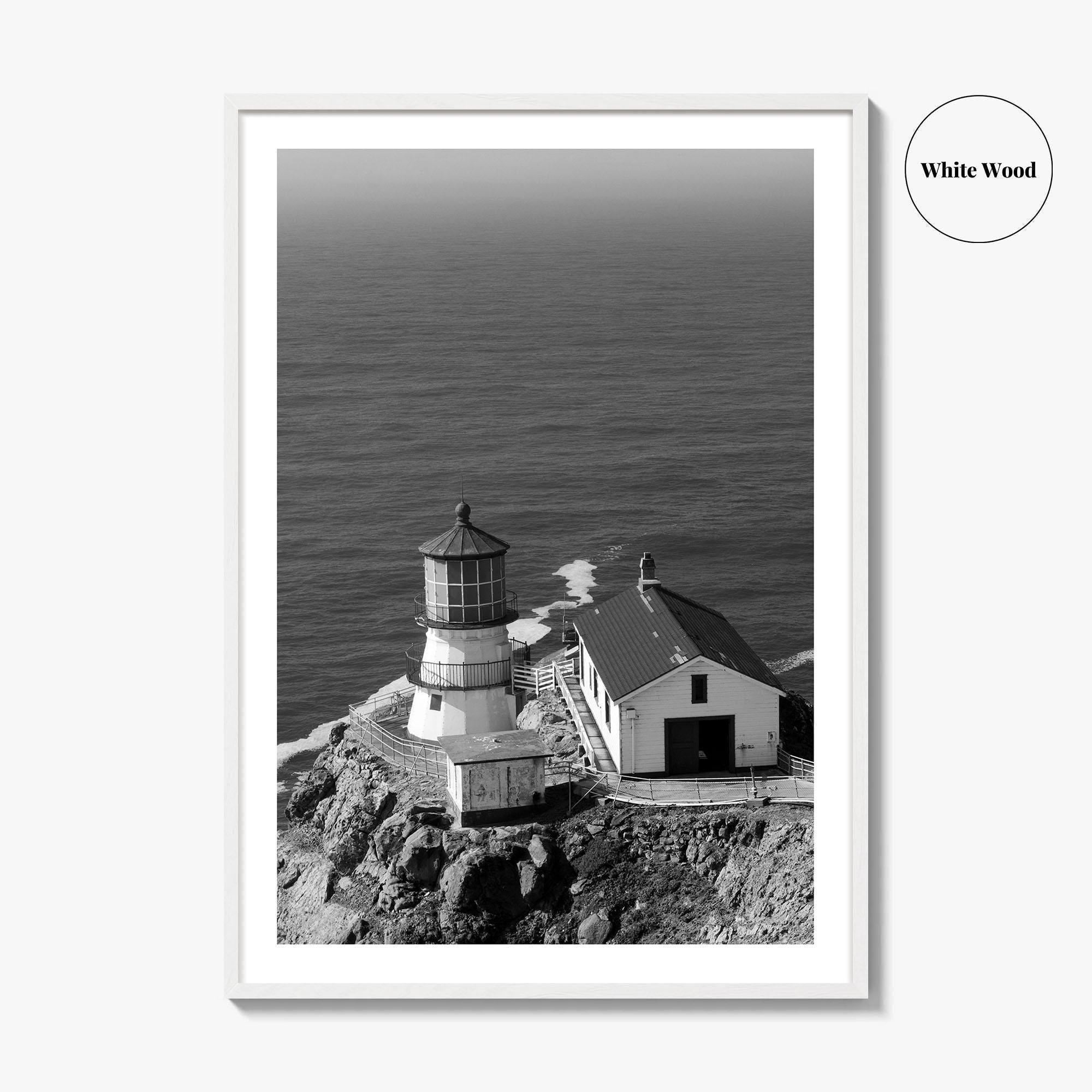 Point Reyes Lighthouse Black and White Fine Art Photo Print, California Coast Poster