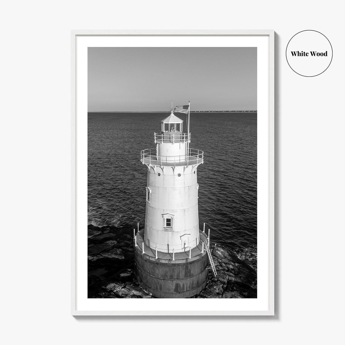 Sakonnet Point Black and White Fine Art Photo Print, Rhode Island Lighthouse Poster